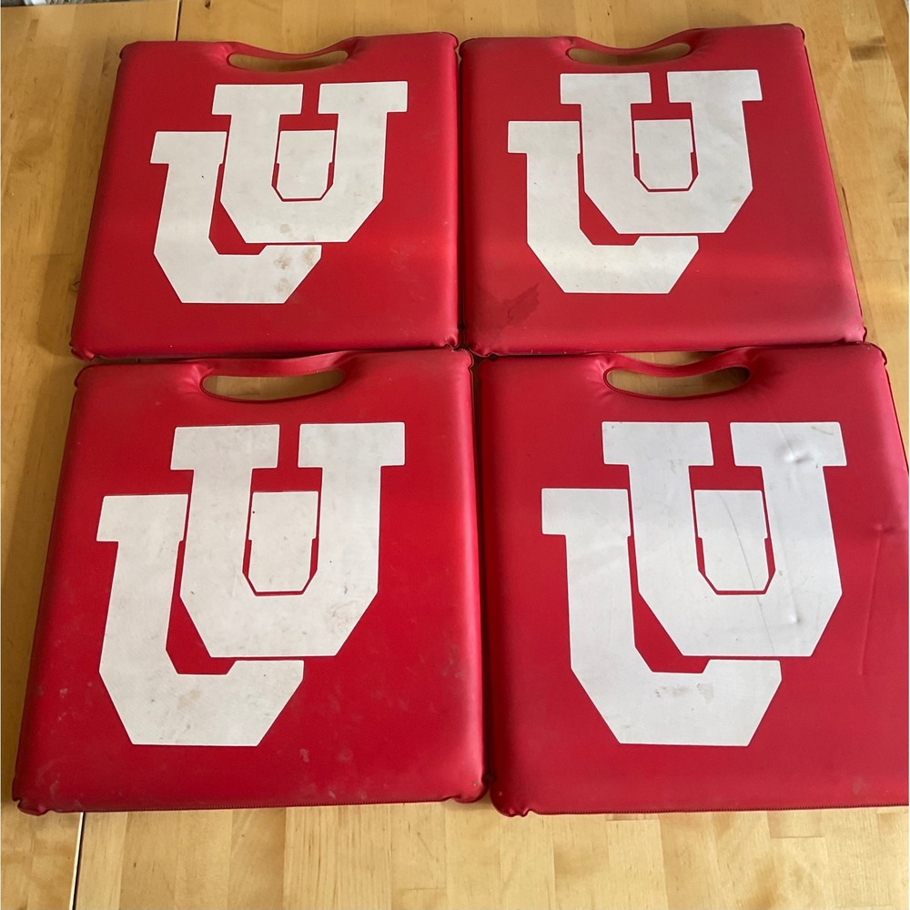 Set of 4 Coca-Cola University of Utah Utes Stadium Seat Cushions Red Vinyl Logo